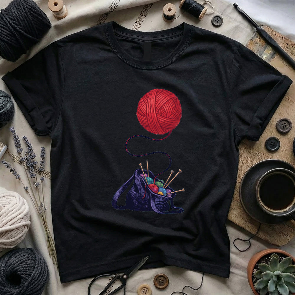 Red Yarn Statement T-Shirt